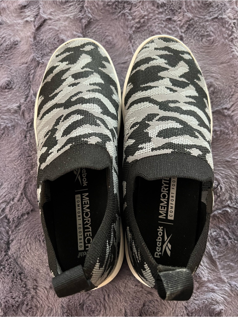 Reebok Ortholite Slip-On Camo Sneakers Black & Gray